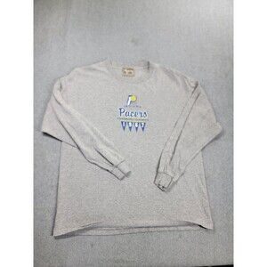 Vintage Indiana Pacers Shirt Mens L Gray Graphic NBA Hardwood Classics Basketbal